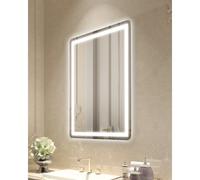 VEVOR Miroir de salle de bain à LED, 60 x 80 cm, miroir de maquillage avec éclairage frontal et rétroéclairé, miroir mural à mémoire antibuée avec lumières, intensité variable en continu à 3 couleurs