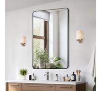VEVOR Miroir Mural 121,9x76,2 cm, Miroir de Maquillage avec Contours en Alliage d'Aluminium Noir et Film Antidéflagrant, Résistant aux Rayures avec Support en Forme de Z, Salle de Bain Chambre Salon