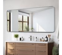 VEVOR Miroir Mural 182,8x81,3x2,5 cm, Miroir de Maquillage avec Contours en Alliage d'Aluminium et Film Antidéflagrant, Résistant aux Rayures avec Support en Forme de Z, Salle de Bain Chambre Salon