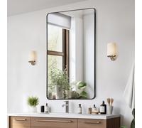 VEVOR Miroir Mural 71,1x152,4x2,5 cm, Miroir de Maquillage avec Contours en Alliage d'Aluminium et Film Antidéflagrant, Résistant aux Rayures avec Support en Forme de Z, Salle de Bain Chambre Salon