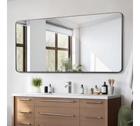 VEVOR Miroir Mural 91,5x182,8x2,5 cm, Miroir de Maquillage avec Contours en Alliage d'Aluminium et Film Antidéflagrant, Résistant aux Rayures avec Support en Forme de Z, Salle de Bain Chambre Salon