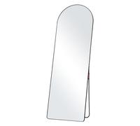 VEVOR Miroir pleine longueur arqué, 1650x558 mm, grand miroir de sol mural à suspendre en verre trempé avec support, cadre en alliage d'aluminium, miroir de dressing complet pour salon, chambre, noir