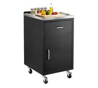 VEVOR Module Cuisine Extérieure Mobile, 51x94x58,5 cm, Plan de Travail INOX | Desserte Barbecue pour Préparation Îlot BBQ Bar de Terrasse, 1 Tiroir et Placard, Meuble Cuisine d'Été sur Roulettes, Noir