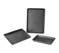 VEVOR Moule à pâtisserie, lot de 3, moule à charnière antiadhésif en acier au carbone, plaque et plateau de cuisson empilable avec poignée en silicone, pour cuisson de biscuits, gâteaux, muffins, noir