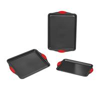 VEVOR Moule à pâtisserie, lot de 3, moule à charnière antiadhésif en acier au carbone, plaque et plateau de cuisson empilable avec poignée en silicone, pour cuisson de biscuits, gâteaux, muffins, pain