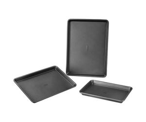VEVOR Moule à pâtisserie, lot de 3, moule à charnière antiadhésif en acier au carbone, plaque et plateau de cuisson empilable avec poignée en silicone, pour cuisson de biscuits, gâteaux, muffins, noir