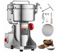 VEVOR Moulin à Épices Électrique 2000 g, Broyeur à Grains Commercial 3400 W à Haute Vitesse, Moulin à Farine en Acier Inoxydable, Type Oscillant pour Moudre Rapidement Céréales Épices Herbes Cafés