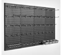 VEVOR Mur à outils, 61 x 30,5 cm, set de 4 organisateurs muraux robustes à panneaux enfichables avec accessoires pour salon, garage, rangement d'outils, noir