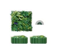 VEVOR Mur Végétal Artificiel 12 PCS Panneau Mural Décoratif Plante Artificielle 3D Emboîtable, 50x50 cm, pour Décoration Intérieure Extérieure, Couverture de Clôture en Lierre, Brise-vue Mural Jardin