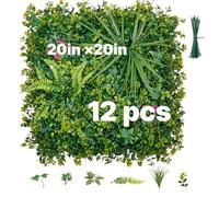 VEVOR Mur Végétal Artificiel 50,8x50,8 cm Haie Artificielle Lot de 12 Panneaux Feuillage Artificiel Brise Vue de Balcon pour Décoration, Mariage, Intérieur et Extérieur, Clôture de Jardin, Terrasse