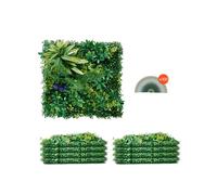 VEVOR Mur Végétal Artificiel, 8 PCS, Panneau Mural Décoratif Plante Artificielle 3D Emboîtable, 50x50 cm, pour Décoration Intérieure Extérieure, Couverture de Clôture en Lierre, Brise-vue Mural Jardin