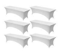 VEVOR Nappe extensible rectangulaire 244 x 76 x 76 cm, couverture de table infroissable en polyester et élasthanne, lot de 6, lavable en machine, pour fête, mariage, cocktail, banquet, festival, blanc