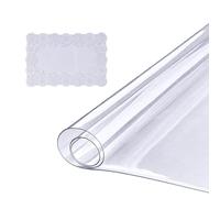 VEVOR Nappe Rectangle Transparente 45,7 x 92,5 cm Film de Table Transparent en PVC Épaisseur 1,5 mm avec Coins Arrondis Découper sur Mesure avec Nappe Tissu 45x30 cm Protection de Table Transparente