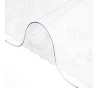 VEVOR Nappe Rectangle Transparente 91,4 x 152,4 cm Film de Table Transparent en PVC Épaisseur 1,5 mm Découper sur Mesure avec 2 Nappes en Tissu de 30 x 46 cm Protection de Table Transparente Maison