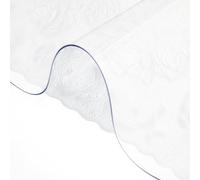 VEVOR Nappe Rectangle Transparente 91,4 x 152,4 cm Film de Table Transparent en PVC Épaisseur 1,5 mm Découper sur Mesure avec 2 Nappes en Tissu de 30 x 46 cm Protection de Table Transparente Maison