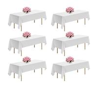 VEVOR Nappe rectangulaire Blanche, 1524 x 2591 mm, Couverture de Table en Polyester Infroissable, Lot de 6, résistante à la déchirure et l'effilochage, Lavable en Machine, pour Mariage, fête, Banquet