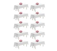 VEVOR Nappe rectangulaire blanche, 1524 x 2591 mm, couverture de table en polyester infroissable, lot de 10, résistante à la déchirure et l'effilochage, lavable en machine, pour mariage, fête, banquet