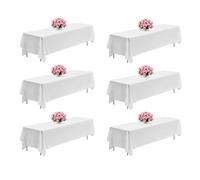 VEVOR Nappe rectangulaire Blanche, 2286 x 3353 mm, Couverture de Table en Polyester Infroissable, Lot de 6, résistante à la déchirure et l'effilochage, Lavable en Machine, pour Mariage, fête, Banquet