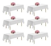 VEVOR Nappe rectangulaire blanche, 1524 x 2591 mm, couverture de table en polyester infroissable, lot de 6, résistante à la déchirure et l'effilochage, lavable en machine, pour mariage, fête, banquet