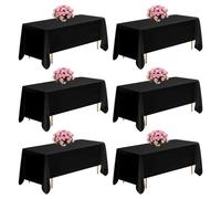 VEVOR Nappe rectangulaire noire, 1778 x 3048 mm, couverture de table en polyester infroissable, lot de 6, résistante à la déchirure et l'effilochage, lavable en machine, pour mariage, fête, banquet