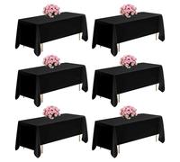 VEVOR Nappe rectangulaire Noire, 1778 x 3048 mm, Couverture de Table en Polyester Infroissable, Lot de 6, résistante à la déchirure et l'effilochage, Lavable en Machine, pour Mariage, fête, Banquet