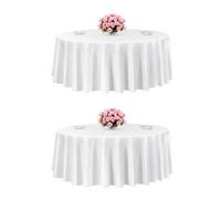 VEVOR Nappe ronde blanche, 3048 mm, couverture de table en polyester, lot de 2, résistante aux taches et aux plis, lavable en machine, pour salle à manger, mariage, fête, banquet, événement officiel