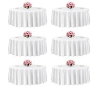 VEVOR Nappe ronde blanche, 3048 mm, couverture de table en polyester, lot de 6, résistante aux taches et aux plis, lavable en machine, pour salle à manger, mariage, fête, banquet, événement officiel