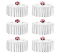 VEVOR Nappe ronde blanche, 3352 mm, couverture de table en polyester, lot de 6, résistante aux taches et aux plis, lavable en machine, pour salle à manger, mariage, fête, banquet, événement officiel