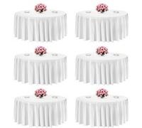 VEVOR Nappe ronde blanche, 3352 mm, couverture de table en polyester, lot de 6, résistante aux taches et aux plis, lavable en machine, pour salle à manger, mariage, fête, banquet, événement officiel