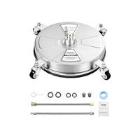 VEVOR Nettoyeur de Surface pour Nettoyeur Haute Pression 395 mm, Accessoire Nettoyeur Sol en Acier INOX sur Roues, 275 Bar Max. connecteur 0,635 cm 2 Buses pulvérisation 2 tiges Extension, pour béton
