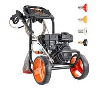 VEVOR Nettoyeur Haute Pression à Essence 200 bar Laveuse Haute Pression Essence Débit Max. 7 L/min pour Voitures, Clôtures, Allées, Terrasses, Meubles, Pompe Aluminium, avec Pistolet et Lance, 4 Buses