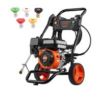 VEVOR Nettoyeur haute pression à essence, 3400 PSI, laveuse haute pression à gaz, 10 L/min, avec pompe en aluminium, pistolet pulvérisateur, rallonge et 5 buses pour voiture, maison, allée, vertical