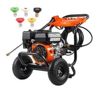 VEVOR Nettoyeur haute pression à essence, 3500 PSI, laveuse haute pression à gaz, 10 L/min, avec pompe en aluminium, pistolet pulvérisateur, rallonge et 5 buses pour voitures, maisons, allées, patios