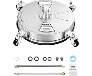 VEVOR Nettoyeur haute pression de surface 395 mm, embouts de nettoyeur haute pression en inox avec 4 roues, 276 bar, raccord rapide 6,35 mm, 2 buses de pulvérisation, 2 tiges rallongées pour béton, te