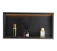 VEVOR Niche Douche Encastrable, 10,2x33x63,5 cm, Niche Murale en Acier Inoxydable avec Bande LED, Étagère de Salle de Bain Moderne Étanche, pour Stockage Savon Shampoing Douche Salle de Bains, Noir