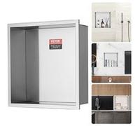 VEVOR Niche Encastrable Salle de Bain 33,02x33,02 cm Niche Douche Murale Double Étagère Acier Inoxydable 304 Scellée Étanche Facile à Nettoyer Moderne pour Stockage Savon Douche Salle de Bains, Argent