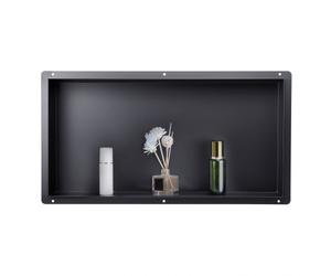 VEVOR Niche Douche Encastrable, 10,2x33x63,5 cm, Niche Murale Acier Inoxydable sans Cadre, Étagère Salle de Bain Étanche, Facile à Nettoyer, pour Stockage Savon Shampoing Douche Salle de Bains, Noir