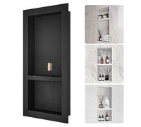 VEVOR Niche Douche Encastrer Mur 40,64x81,28x10 cm 2 Étagères pour Salle de Bain