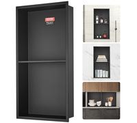 VEVOR Niche Douche Encastrer Mur Inox 33,02x63,5cm 2 Étagères pour Salle de Bain