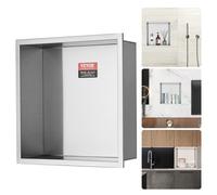 VEVOR Niche Encastrable Salle de Bain 33,02x33,02 cm Niche Douche Murale Double Étagère Acier Inoxydable 304 Scellée Étanche Facile à Nettoyer Moderne pour Stockage Savon Douche Salle de Bains, Argent