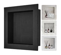 VEVOR Niche Encastrable Salle de Bain 40,64x40,64x10 cm Niche Douche Murale Étagère Simple en Plastique XPS Coins Carrés Protection Scellée Moderne pour Stockage de Savon Douche Salle de Bains, Noir