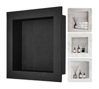 VEVOR Niche Encastrable Salle de Bain 40,64x40,64x10 cm Niche Douche Murale Étagère Simple en Plastique XPS Coins Carrés Protection Scellée Moderne pour Stockage de Savon Douche Salle de Bains, Noir