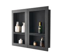 VEVOR Niche Encastrable Salle de Bain, 40,6x61 cm + 40,6x61 cm, Niche Douche Encastrable Murale Étagères Organisateur Rangement Moderne, pour Stockage de Savon, Shampoing, Douche, Salle de Bains, Noir