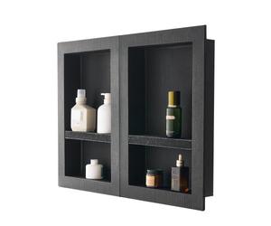 VEVOR Niche Encastrable Salle de Bain, 40,6x61 cm + 40,6x61 cm, Niche Douche Encastrable Murale Étagères Organisateur Rangement Moderne, pour Stockage de Savon, Shampoing, Douche, Salle de Bains, Noir