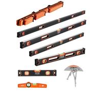 VEVOR Niveau à Torpille Magnétique 6PCS, 78/48/32/24/16/10 po, Flacons à Bulles, Mesure à 45/90/180 degrés, Outil de Nivellement en Alliage d'Aluminium, Résistance aux Chocs, Mesure SAE et Métrique