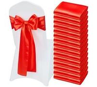 VEVOR Nœud de Chaise en Satin 17x275cm Ajustement Universel 50 Pièces Rouge Rouge