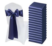 VEVOR Nœud de Chaise en Satin Luxueux Bleu Marine 50 Pièces, Bandeau de Chaise de 17 x 275 cm, Facile à Nouer, Ceinture de Décoration Élégante pour Mariage, Cérémonie, Fête Prénatale et Banquet