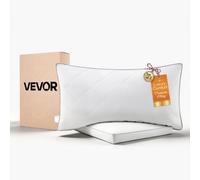 VEVOR Oreiller Duvet, Lot de 2, 76 x 50 cm, avec Housse en Coton, Garnissage en Duvet Plume d'Oie et Fibre Synthétique, Bon Maintien, Confort Optimal, Lavable en Machine, Oreillers pour Chambre, Blanc