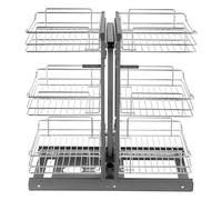 VEVOR Organisateur Coulissant d'angle à Ouverture de 38 cm de Largeur, Rangement pour Placard de Cuisine à 3 Niveaux et 6 Étagères, Panier de Rangement en Acier au Carbone Chromé Magique, Maison