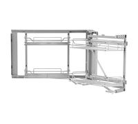 VEVOR Organisateur Coulissant d'Angle à Ouverture de 45,7 cm de Largeur, Rangement pour Placard de Cuisine à 2 Niveaux et 4 Étagères, Panier de Rangement en Acier au Carbone Chromé Magique, Maison